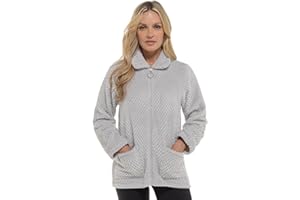 Undercover Ladies Soft Winter Waffle Honeycomb Fleece Zip Through Bed Jacket with Pockets