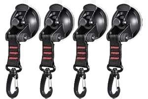 ZITUZY 4 Pezzi Ventosa per Campeggio, Ancoraggio a Ventosa con Gancio di Fissaggio, Ventosa per Bagagli, per Casa, Campeggio, Auto, Tenda da Sole (Nero)
