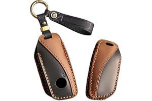 ontto Etui na kluczyki samochodowe z breloczkiem do kluczy, 4 przyciski, pasuje do BMW X1, U11, X5, X4M, X6, X7, 2, U06, 3, 5, 7, IX i4, i7, XM G60, 2023-2025, skórzane etui na klucze, etui ochronne,
