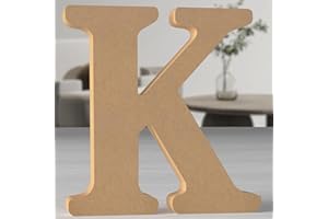 MeteoraPrime Lettres en Bois de Couleur Originale 30 cm Lettres en Bois Non Finies pour Décoration Murale Lettres Décoratives Debout Lettres Originale en Blocs pour Décoration Murale (K)