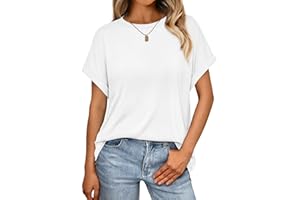 Cuptacc Tshirt Damen Rundhalsausschnitt Kurzarm Oversize T Shirt Sommer Casual Flügelärmel Top Damen Locker