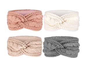 DRESHOW Diadema de Punto Cálido para Mujer Calentador de Orejas de Invierno Diademas de Ganchillo Bandas Gruesas para el Pelo de Lana