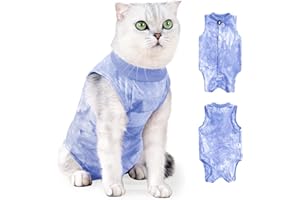 Yoolhamy Traje de recuperación de gato para después de la cirugía, alternativa de collar y cono isabelino, heridas antilamer para heridas abdominales o enfermedades de la piel, body de gatito