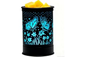 DIALAN'S Wax Melt Warmer for Scented Wax -Electric Scented Wax Warmer with 7 Colors LED Light, Stable PTC Heating Wax Melter with Reusable Silicone Tray for Home Office Bedroom (Butterfly)