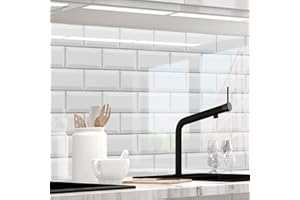 Stickerprofis Küchenrückwand hochglänzend selbstklebend - WEISSE KACHELN - 1,8mm, Hartkunststoff,alle Untergründe, Spritzschutz, PREMIUM 60 x 280cm