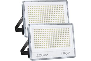 ANNIFUNLY 2 PCS Projecteur LED Extérieur, Projecteur Exterieur LED 200W 20000LM, Puissant Spot LED Extérieur 6500K, IP67 Etanche Eclairage Extérieur Blanc Froid pour Cour, Jardin, Garage