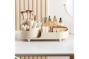 Cinnani Make Up Kosmetik Organizer, 360° Drehbarer Beauty Organizer, Multifunktionale Kosmetikaufbewahrung für Frisiertisch, Bad und Schlafzimmer