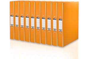 Durafile Ring Binder A4 Files, Orange, Pack of 10 Folders, Heavy Duty Board Construction Folders for Paperwork A4 Ring Binder, Ideal A4 Folder Organiser for School, Home & The Office