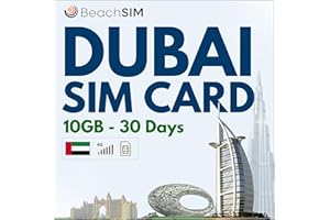 BeachSIM Carte SIM Dubaï. 10 Go de données à des Vitesses 4G/5G. Données prépayées Uniquement SIM. Fonctionne sur Les appareils iOS et Android. Valable 30 Jours.
