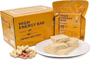 BDH Notfall-Rationsriegel, Erdnussgeschmack, Überlebens-Tabs für Outdoor, Camping, Notfall, Schneesturm, Erdbeben, Katastrophe, Vorbereitungs-Set mit langem Selbstleben, 12 Stück