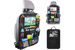 Misazy organisateur voiture, accessoire voiture, protection siege voiture résistant à la déchirure pour les voyages, protège le dossier des empreintes de pas sales et des rayures (noir)