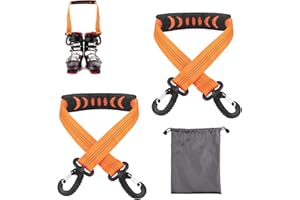 lasuroa 2pcs Ski Boot Carrier Straps with Storage Bag, Portable Ski Carrier Straps Backpack Straps Ski Shoulder Sling Ski Bag Shoulder Strap Skate Leash Roller Skate Leash Ski Accessories
