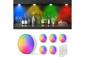 Lampa do szafy, zestaw 6 sztuk, Moman 13 kolorów, kuchnia pod szafką, lampka nocna z pilotem, regulowany timer intensywności LED, lampka nocna LED, bateryjne oświetlenie szafy, schody, witryna