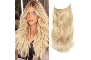 NEXYSHE Secret Hair Extensions 20 Inch Bleach Blonde Hair Extensions Invisible Wire hair extensions Synthetic Hairpieces for Women Natural Wavy Hair Extension (Bleach blonde)
