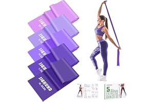JJSHUND Resistance Band Set, 1.5 M Exercise Bands with 5 Resistance Levels, Long Stretch Bands for Men & Women, Workout Resistance Bands for Yoga Gym Pilates Fitness Strength Training Muscle Building