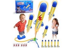 HOVIBU Razzo Spaziale Giocattolo Con 6 Razzi di Schiuma, Giochi da Esterno e Giardino per Bambini, Giocattoli Bambini 3 4 5 6 7 Anni, Regalo Natale Compleanno per Bambino 3-9 Anni Maschio