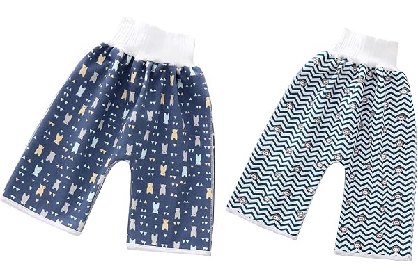 EOZY Jupe de Couche Bébé, Jupe d'apprentissage Propreté, Couche Lavable Culotte Imperméable Enfant, Lot de 2 Jupe d'entraînement Bébé en Coton
