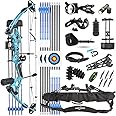 SHARROW Archery Compound Bow Kit 30-55lbs Adjustable Hunting Compound Bow and Arrows Set for Adult and Beginner Outdoor Shooting Archery Set