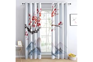 CTQTZ Sakura - Tende oscuranti giapponesi con occhielli, in stile giapponese, opache, 280 x 260 cm (larghezza x altezza), set da 2 tende per decorazione della cameretta dei bambini