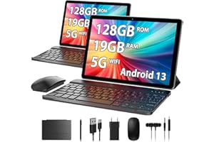 HEASUR Tablet 10 Pollici, Tablet Android 13,Tablet in Offerta 19GB RAM+128GB ROM(TF 1TB), Octa-Core 2.0 GHz,WiFi 5G/2.4G BT5.0, Camera 8000mAh,8MP+5MP,Tablet con Tastiera e Penna&Custodia - Gray