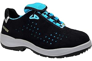 ELTEN Impulse Lady Aqua Low ESD S1P Women's Safety Shoes Textile Steel Toe Cap Lightweight Sporty Black/Turquoise Size 39