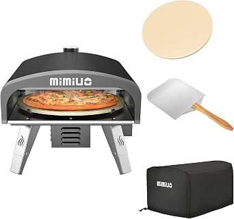 Mimiuo Forno per pizza a gas all'aperto con sistema di rotazione automatica  e regolatore del gas del Regno Unito, serie G-Forno portatile rivestito di  nero, include pietra per pizza da 33 cm e copertura pieghevole per pizza e  pizza : Amazon.it: Giardino e 