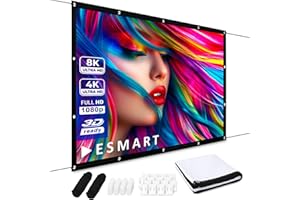 ESMART Płótno napinające Flex [wybór rozmiaru] 221 x 125 cm (100") 16:9 | kino domowe rzutnik ekran do projektora na zewnątrz płótno LCD LED