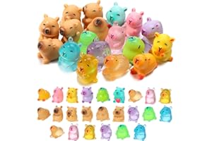 GSrenyu 42 Pcs Mini Capybara, Mini Resin Animals Mini Figures Glow in the Dark Mini Animals Capybara Miniature Figures for Garden Tabletop Aquarium Dollhouse Landscape Party Decoration(2 Styles)