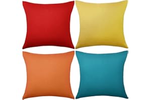 Boao Confezione da 4 federe decorative impermeabili per esterni, quadrate, per patio, balcone, giardino, rivestimento in PU, per divano, letto, patio, divano, tenda, 45 x 45 cm (multicolore)