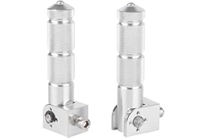 Qiilu M8 - Pedales Plegables para Motocicleta, 2 Pedales de Aluminio para Motocicleta, Coche Eléctrico, Antideslizante, 8 Mm, Universal, 90 Grados, Fijo, Plegable, para Pedal de Pasajero,(Plata)