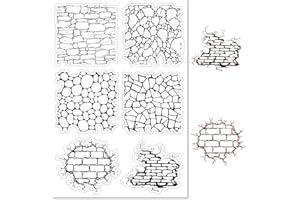 craspire Tampons en Caoutchouc Transparents pour Fond de Mur de Briques Réutilisables Vintage Retro Silicone Transparent Seals Stamp for Journaling Card Making Friends DIY Scrapbooking Photo Frame