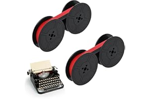 AUCANNIO 2 Pairs Universal Typewriter Ribbon, 1/2 Inch Wide Black and Red Ink Ribbon, Replacement Ink Spool Ribbon Twin Spool Will Fit Most Old Typewriters, Reliable, Long-Lasting Performance Ribbons