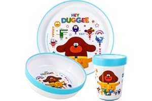 STOR Hey Duggee 3pcs Reusable Bicolor Premium Kids Dinner Tableware Set Plate, Bowl & Tumbler, BPA Free