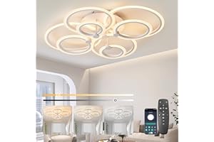 ‎SUCIKORIO SUCIKORIO Lampy Sufitowe LED Z Pilotem Do ściemniania, Nowoczesne Lampy Sufitowe LED 8 Okrągłe Do Salonu 90W 2700K-6500K Lampys, Sypialni Z Aplikacją, Odpowiednie, Kuchni, łazienek