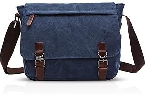 FANDARE Torba na ramię w stylu retro, płócienna torba kurierska dla mężczyzn, listonosz, torba crossbody, torebka na laptopa 32.8 cm, torba biznesowa, torba na podróż, do szkoły, na uczelnię, torba na