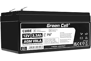 GREEN CELL PRO Green Cell AGM 12V 3,3Ah Akku Vlies Batterie VRLA Blei Batterie Bleiakku Ersatzakku Akkubatterie Versorgungsbatterie Zyklenfest Wartungsfrei für Elektro Spielzeug Alarm Notstrom Kinderfahrzeuge