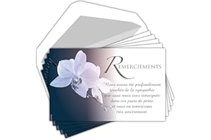 AFIE Remerciements Condoléances - Lot de 5 Cartes Identiques et Enveloppes Blanches - Format 9x14 cm - Texte Sympathie Peine Décès Obsèques Funérailles Deuil - Fabriquées en France C5263