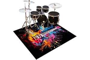 QESJODFU Tapis de Tambour Insonorisé, 140 x 120 cm Tapis pour Batterie Antidérapant Acoustique pour Kits de Batterie électronique Grosse Caisse Caisse Claire Et Autres Jeux de Bases Moquette Tapis Batterie