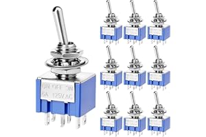 QWORK® MTS-203 3-läges DPDT-växelspaksbrytare, 6-stifts AC 125V 6A ON-OFF-ON 10-pack