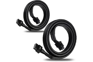 YEZriler (2-Pack) 8 Pin PCIe Cable for EVGA Power Supply, PCIe 8 Pin Male to 8 Pin (6+2) Male PCI Express Power Adapter Sleeved 25-inch (63cm)