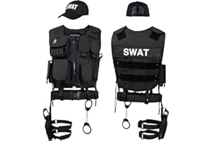 ‎BLACK SNAKE Black Snake® SWAT FBI Police Security Kostüm inkl. Einsatzweste, Pistolenholster, Gürtel, Handschellen und Baseball Cap