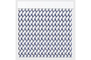 Cortinas - Tenda in corda per esterni, in plastica PVC e barra in alluminio, 96 strisce, ideale per terrazze e verande, anti-mosche, bianco-blu, 210 x 120 cm