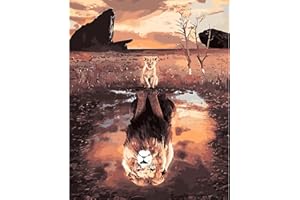 XINRANFF Malen Nach Zahlen Erwachsene Kinder Anfänger, ab 7 8 9 10 Jahre Mädchen für Home Deko Geburtstag Weihnachten Geschenk, Kommt Mit Farbe und Pinsel, Tiger Löwe 40x50cm