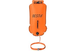 BESTIF Bojka do pływania nadmuchiwana 2 w 1 wodoszczelna sucha kieszeń bojka asekuracyjna dla dorosłych 28l