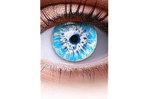 Meralens Lenti a Contatto Colorate Ice Blue Blu arancione - Heroes Of Cosplay - ideali per Manga Anime Sharingan Halloween – Lenti giornaliere - 1 Coppia senza correzione