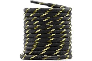 WEGOODZF Round Walking Boot Laces: 4.5MM Thick Heavy Duty Shoelaces for Outdoor Hiking Shoes Work Boots 2 Pairs Non Slip Safety Bootlaces for Men Women