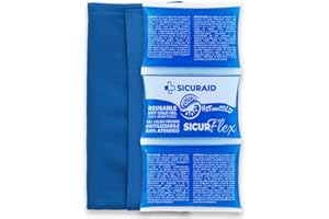 Sicuraid Ghiaccio Gel Riutilizzabile Made in Italy | Impacco Caldo Freddo per Dolori Muscolari e Gonfiori | Borsa Ghiaccio Corpo con Sacca Protettiva (1 Pezzo Flex + 1 Sacca)