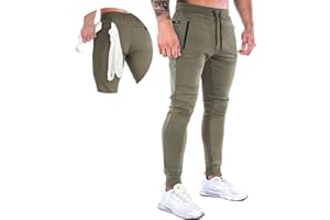 MakingDa Mens Jogger Gym Sweatpants Slim Fit Tracksuit Bottoms Fitness Running Workout Jogging Trousers with Zip Pockets