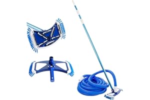 Arebos Poolbürste | Poolreiniger | Pool| Bodenreiniger | Saugbürste | Teleskopstange | Poolsauger mit Schlauch | Sauger für Poolboden | manueller Poolsauger