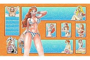 WAIFUWORLD SHOP One Piece Spielfeld Nami Spielmatte mit Zonen | Trading Card Game Nami Playmat kompatibel mit dem One Piece Trading Card Game | Kartenspielmatte im Nami Motiv